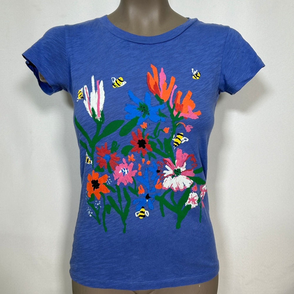 J.Crew Garments for Good Xerces Society Floral Bee Blue T-Shirt Women's XS